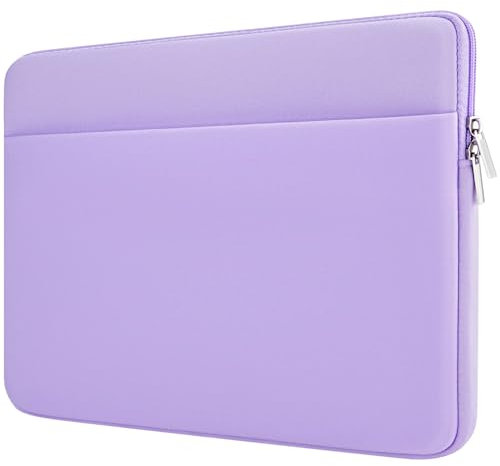 HEDUGO Funda para Portátil Compatible con MacBook Air/Pro Chromebook de 15,6 Pulgadas Funda Ordenador Portatil con Bolsillo para Accesorios con Cremallera para Portátil de 15,6”,Púrpura Pálido