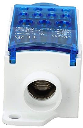 Terminal Block Junction Box,Splicing Din Rail Single Pole Power Distribution Box 690V 250A for Kitchen Bathroom Lighting Device (Blue)