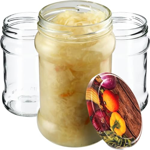 KADAX petits pots de confiture 315 ml, fi66, pots pour miel, pots de confiture avec couvercle, pots hermétiques, pots à confiture, pots ronds, pots de confiture, pots à miel (Poivron, 100 pièces)