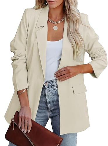MGizo DtiSpectrum Blazer de Mujer - Chaqueta de Traje Holgada de un Solo Pecho con Abertura Frontal para el Trabajo, Chaquetas de Negocios con Cuello de Solapa y Manga Larga.