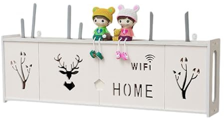 Onxyrbyte Mensola WiFi Router a Parete,Scatola Router WiFi da Muro di Immagazzinaggio,Armadietto per Router,Mensola per Router da Parete,Scatola Router WiFi Parete,per Cavi TV,Computer,Router