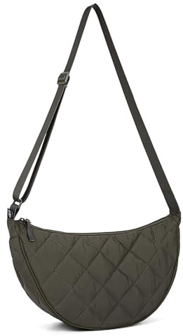 Haiwill Borsa a tracolla a mezzaluna da donna, borsa a spalla da donna in nylon trapuntato da donna, borsa a tracolla media, borsa Hobo, borsa da lavoro, borsa per lo shopping, borsa a spalla con