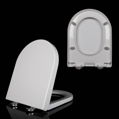 Soft Close Toilet Seat with Quick Release Standard Size D Shape Loo Seat for Easy Cleaning Heavy Duty and Simple Top Fixing Small Size