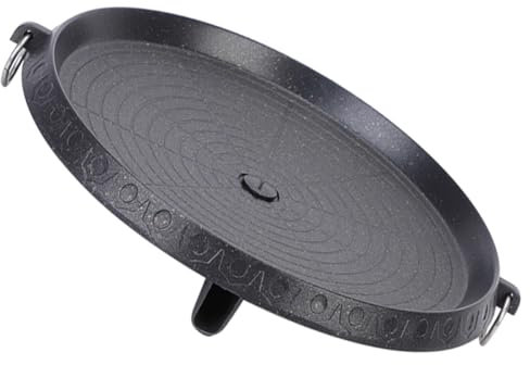 Cabilock Plancha para Barbacoa Antiadherente de Hierro, Redonda y Ligera, para Gas o Carbón, Adecuado para Jardín, Picnics y Fiestas