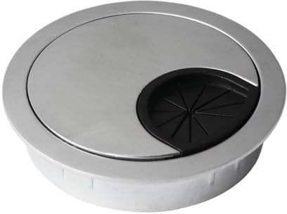 ERQIAO Zinc Alloy Desk Wire Hole Cover Base Computer Grommet Table Cable Outlet Port Surface Line Box Furniture Hardware(Pearl chrome,35mm)