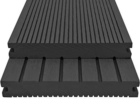 Kangmusi WPC Massive Terrassendielen mit Zubehör 26 m² 2,2 m Schwarz, Schwarz 275674