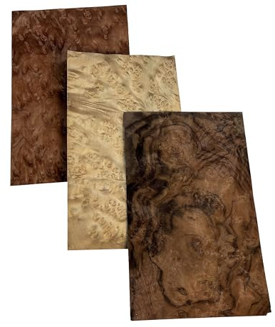 3pcs（mixed) 230x150mm Exotic Natural Camphor Madrone Black Walnut Burl Wood Veneer Marquetry Art Material Thickness 0.35-0.45mm