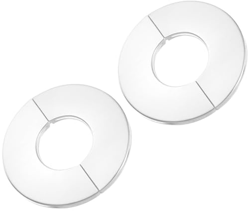 TOP-VIGOR 42mm Wall Split Flange Pipe Cover 304 Stainless Steel 2pc | Round Pipe Escutcheon Plate with Adhesive Backing for Radiator, Water and Heating Pipe Wall Hole Decoration
