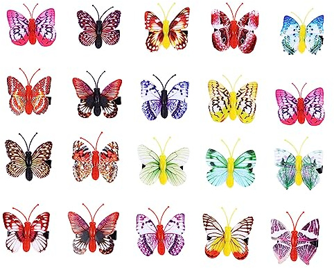 WOFASHPURET Leuchtende Schmetterling Haarnadeln 50 Stück Kinder Haarspangen Led Haarclips Bunte Kopfschmuck Für Mädchen Festival Und Alltag