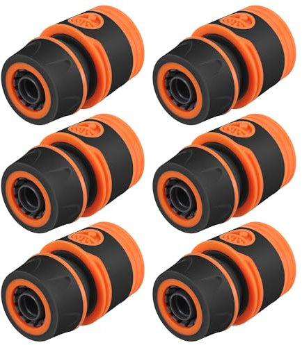 Schlauchkupplung 1/2 Zoll, 6 Stück Gartenschlauch Anschluss, Gartenschlauch Schnellkupplung, Schlauchverbinder für Gartenschläuche Schlauchdüsen Spritzpistolen Autowäsche und Schlauchverbindung