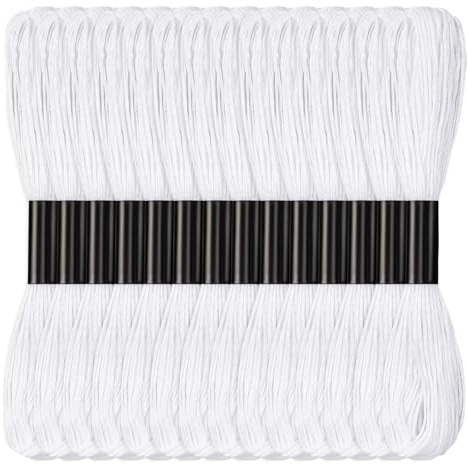 14 Skeins White Embroidery Threads 120 Yards Friendship Bracelet String for Beginners Bracelet Thread for DIY Bracelet Making