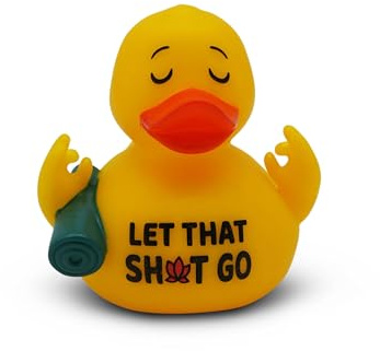 GOOFBALLS Funny Rubber Duck – Hilarious Decorative Duck for Bathroom, Desk, or Gag Gift – Quirky Collectible with Sarcastic Quote – Great Gift for Adults, Coworkers, or Friends-Let That Go
