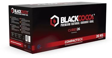 Black Coco's Cubes26 Charbon de Noix de Coco Premium Naturel, 20 kg, Boîte Compacte