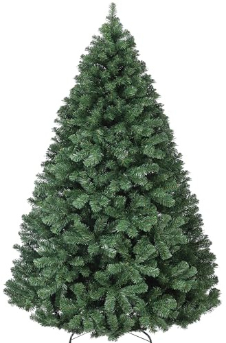 Garvee 180 cm Künstlicher Weihnachtsbaum, PVC Tannenbaum mit 758 grünen Spitzen Ø 114 cm Kunstbaum Weihnachten mit Metallständer& Klapp-Schirmsystem für Familientreffen, Büro und Flure