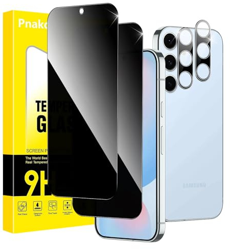 Pnakqil Sichtschutz Panzer Schutz Glas für Samsung Galaxy S24 FE mit Kameraschutz,Privacy Schutzfolie Displayschutz,Anti-Spy Schutzglas Panzerfolie mit 28° Blickschutz Sichtschutzfolie, 2 Stück