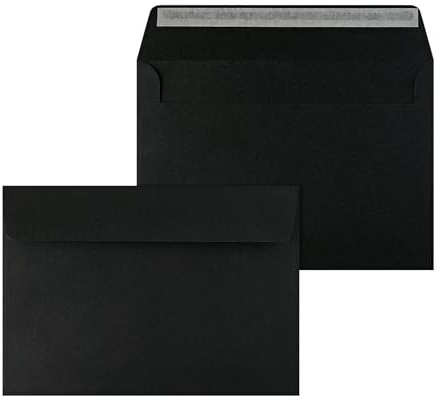 Netuno 20 stora svarta kuvert DIN C5 16,2 x 22,9 cm 120g eleganta stora kuvert för A5-kort för speciella tillfällen