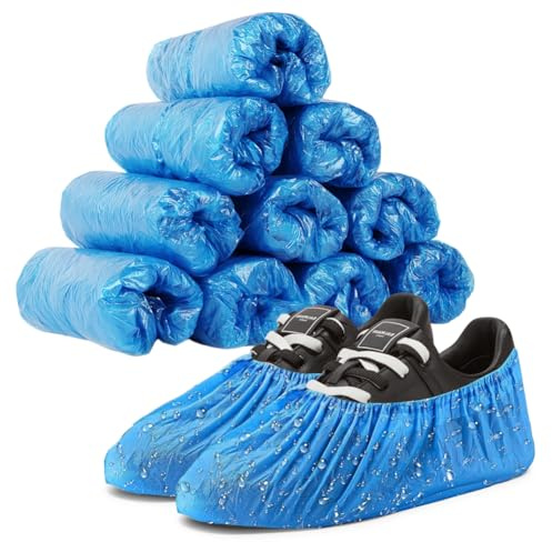 300 stycken skoskydd, engångsskoskydd, vattentätt, halkfritt dammsäkert galoscher, starka överskor latexfri, en storlek, 3 g starkt CPE-material