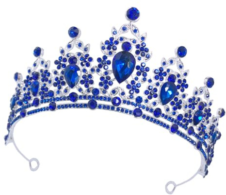 OUNONA Blauer Strass Braut Tiara Kronen Haarreif mit Legierung Kristall Diadem für Hochzeit Abschlussball und Fest