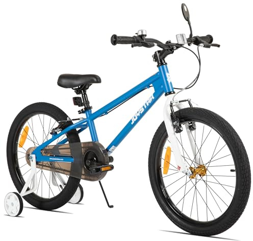 JOYSTAR Lomand 20-Zoll-Kinderfahrrad mit Stützrädern & Ständer, 20-Zoll-Jungenfahrrad mit Zwei V-Bremsen für Kinder von 8 bis 11 Jahren, blau