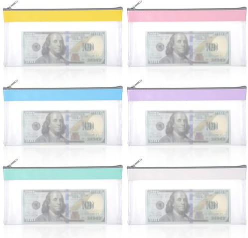 Qianyu Transparente Geldtaschen mit Reißverschluss Bargeldumschläge