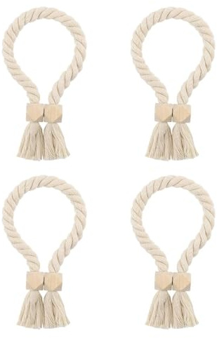 KBRPEY Abrazaderas Magnética para Cortinas 4 Piezas Boho Correas de Imán para Cortina Fleco Cuerda Sujeta Cortinas Soporte Decorativo para Cortinas para Dormitorio Salón y Oficina