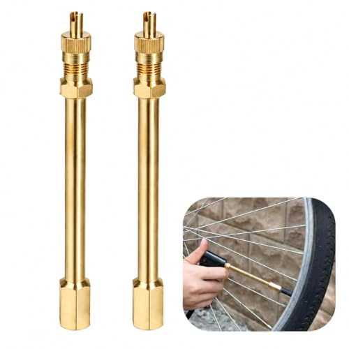 2 Stück Ventilverlängerung 10 cm aus Messing für Autoventile, Starre Ventilverlängerung für Auto, Motorrad, LKW, Anhänger, E-Scooter und Doppelräder, Ventiladapter zum einfachen Aufpumpen