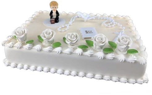 Cake Company Tortendeko Kommunion Junge | passend zu Kommunion + Konfirmation | Kuchen und Torten schnell und einfach dekoriert | Größe: Ø 10 cm