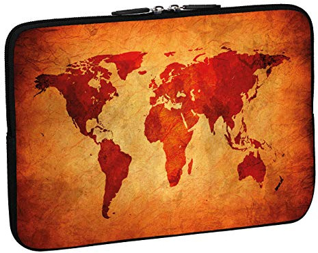 PEDEA Custodia per notebook in neoprene 15,6 pollici, brown global map