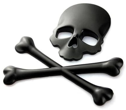 NaFetz Metall Totenkopf Knochen 3D Aufkleber Skull Auto Motorrad Roller PKW Sticker Emblem (Schwarz)