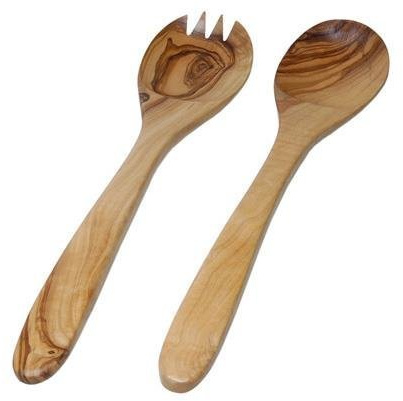 Olivenholz Salatbesteck Salat Besteck ca. 35 cm mit schöner Maserung Unikate aus Oliven Holz