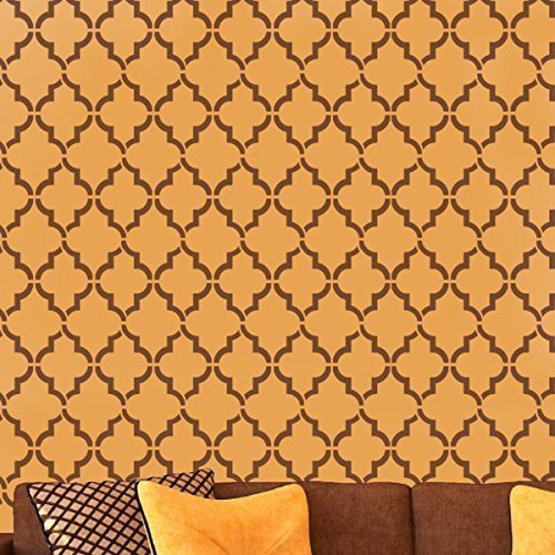 Moroccan Quatrefoil Trellis Stencil | Home Wall Decor Pattern Art & Craft Stencil | Paint Walls Fabrics & Furniture | 190 Mylar Reusable Stencil (S/17x24cm/see images)