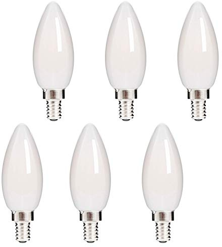HOLA LED Candelabra Bulb, 40W Equivalent LED Chandelier Bulb, Dimmable LED Lamp Bulb E12 Base, Cool White 4000K LED Filament Bulb, Frosted Glass, 4.5W 400 Lumens 360 Beam Angle, UL Listed, 6 Pack