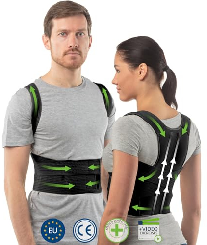 Corrector Postura Espalda | Mujer y Hombre | Espalderas para Cifosis | Faja Postural Cervical | Talla 1 Negro