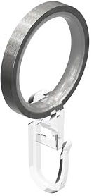 INTERDECO Gardinenstangen Gardinenringe mit Einlage, aus Metall und Kunststoff, Edelstahl-Optik, Flachringe mit Faltenhaken für Vorhangstangen 20 mm, Ringe in 35 x 28 mm, Typ 1120507, 24 Stück