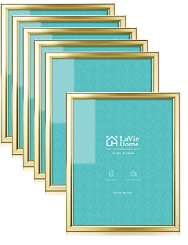 LaVie Home 20,3 x 25,4 cm Bilderrahmen (6 Stück, goldfarben), einfacher Bilderrahmen mit High-Definition-Glas für Wandhalterung und Tischplatte, 6er-Set Classic Collection