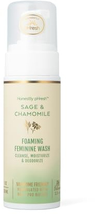 Honestly pHresh Foaming Feminine Wash for Women – pH Balanced Natural Intimate Cleanser with Prebiotics & Probiotics. Vegan, Sensitive Skin Safe. Made In USA - Sage & Chamomile Scent, 5 oz