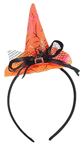EROSPA® Haarreif - Hexenhut Spinnennetz - Halloween Kostüm Karneval Fasching - Orange / Schwarz