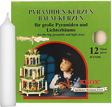 Pyramidenkerzen 17/100 - weiß 12 Stk.