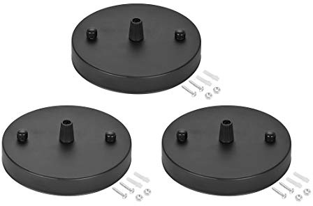 uxcell Retro Light Canopy Kit with Black Cord Grip, Vintage Chandelier Ceiling Plate, for Light Fitting Accessory DIY, 120mm 4.7Inch Black 3Pcs
