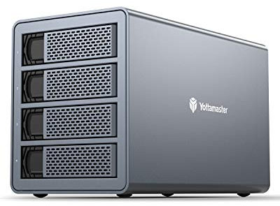 Yottamaster 4 Bay Festplatten Gehäuse,Aluminum SATA 5Gbps Externe FestplatteGehäuse for 2.5/3.5 Zoll HDD & SSD, Support 4X16TB, für Windows/Mac/Linux, EU Plug, [Festplatten Nicht enthalten]-FS4U3