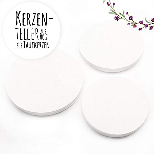 Kerzenteller Kerzenhalter Holz Teller Untersetzer perfekt für Stumpenkerzen Taufkerzen Patenkerzen Gastkerzen Kete - ausgewählte Größe: *2. Kerzenteller 9cm*
