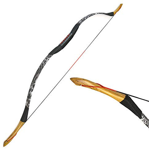 MILAEM Traditioneller handgemachter Recurve Bogen 25-55lbs Langbogen Bogenschießen Jagd Horsebow Outdoor Sport Wettbewerb Trainingsspiel Linkshänder und Rechtshänder (Grau Weiß, 30lbs)