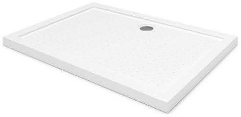 Aquamarin® Piatto Doccia - 110 x 80 cm, in Acrilico, Rialzato, Rettangolare, Antiscivolo, Resistente ai Graffi, Max 250kg, Bianco Lucido - Piano Doccia, Slim, Bordato, da Bagno