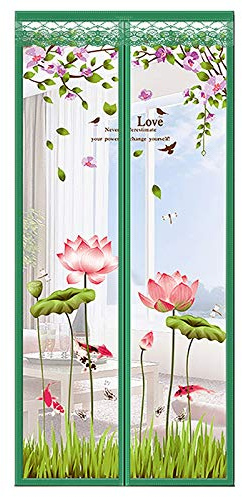 DENGZH Magnet Fliegengitter Tür Magnet Insektenschutz Tür, verstärkt Magnet Fliegenvorhang für Balkontür Wohnzimmer Terrassentür, Klebemontage Ohne Bohren (Color : Green, Größe : 95x210cm(37x83inch))