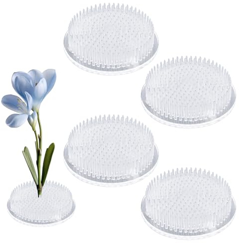 WANDIC 4 Pcs Flower Frog,Round Plastic Floral Arrangement Holder Ikebana Kenzan Flower Frogs with 3 Suckers for DIY Floral Art Craft