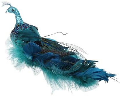 Wahuan Pfauendekoration Christbaumschmuck - Pfau mit Pailletten für Weihnachtsbaum-Deko - Kunststoff Vögel mit Clip für Weihnachten Pfau mit Feder auf Clip Größe ca. 27cm (Mehrfarben) (Mehrfarben)