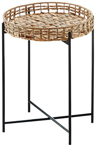 Kobolo Beistelltisch Teatime aus Wasserhyazinthe und Metall 35x35x45