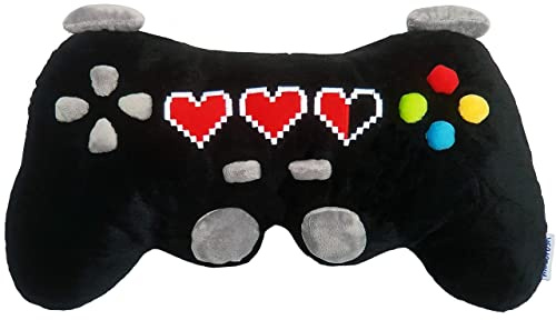 moodrush® XL Gamepad Controller Kissen mit 3D Knöpfen | Alles aus Plüschstoff | waschbar | Wireless Gaming Games Kuscheltier Plüschtier Computerspiel Nackenkissen | ca. 48x30 cm