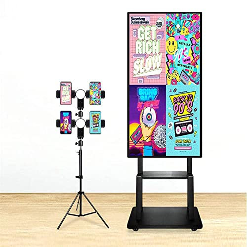 Écran de diffusion en direct, tableau intelligent électronique numérique de 32 pouces avec support mobile, solution de diffusion en direct tout-en-un pour la diffusion en direct, affichages de signali