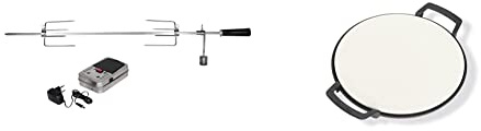 Enders Edelstahl-Grillspieß für Boston 6 Grillspieß Boston 6 silber & SWITCH GRID Pizzastein, Halter aus Gusseisen, für Enders® Gasgrill mit Rost-in-Rost System, Grill-Rost-Zubehör